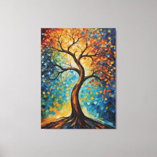 Boom van het leven glas decor gebrandschilderd pat canvas afdruk