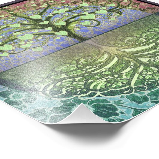 Boom van het leven, hart en liefde foto afdruk (Hoek)