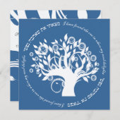 Boom van het leven Hebreeuwse joodse bruiloft blau Kaart (Voorkant / Achterkant)
