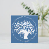 Boom van het leven Hebreeuwse joodse bruiloft blau Kaart (Staand voorkant)