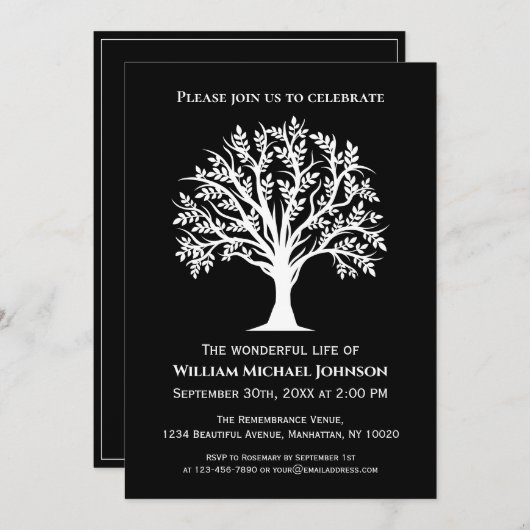 Boom van het leven herfst zwart-wit kaart (Voorkant / Achterkant)