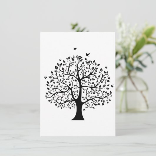 Boom van het leven in zwart-wit kaart (Staand voorkant)