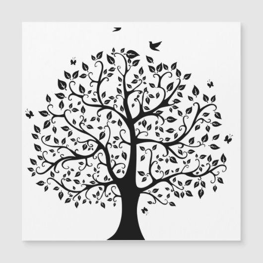 Boom van het leven in zwart-wit magnetische uitnodiging (Voorkant)