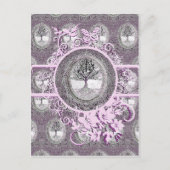 Boom van het leven in zwart-wit met bloemen briefkaart (Voorkant)