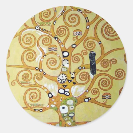 BOOM VAN HET LEVEN - Klimt Ronde Sticker (Voorkant)
