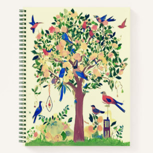 Boom van het leven met vogels en bloemen Journal Notitieboek