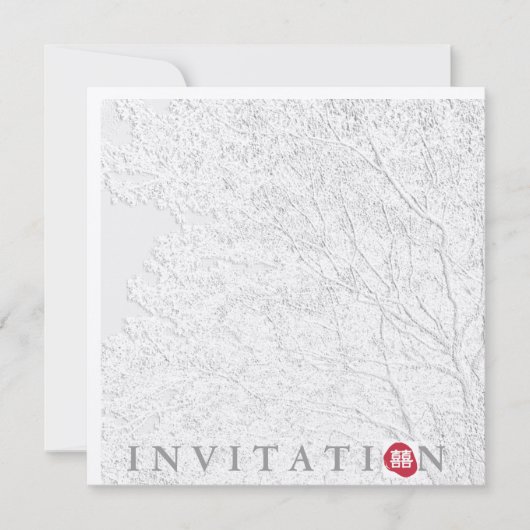 Boom van het leven/Oriental Double Happiness Weddi Kaart (Voorkant)