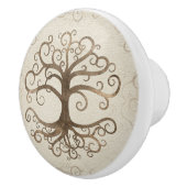 Boom van het leven Pastel Gold op Canvas Keramische Knop (Rechts)