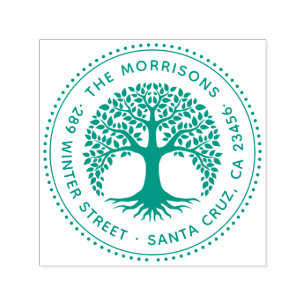 Boom van het leven Ronde Familienaam & terugkeerad Zelfinktende Stempel