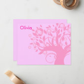 Boom van het leven roze BBT Mitzvah - Hartelijk da Notitiekaartje (Voorkant / Achterkant in situ)