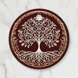 Boom van het leven rustieke donkerrode Keltische b Bedankjes Labels