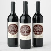 Boom van het leven rustieke donkerrode Keltische b Wijn Etiket (Flessen)