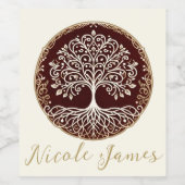 Boom van het leven rustieke donkerrode Keltische b Wijn Etiket (Enkel label)