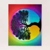 Boom van het Leven Silhouet in Voorzijde van Regen Legpuzzel (Verticaal)