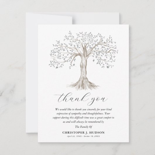 Boom van het leven Sympathie Dank u kaarten (Voorkant)