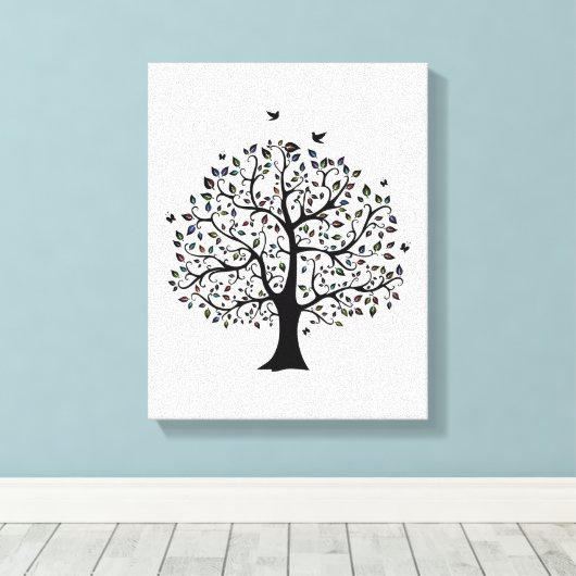 Boom van het leven Uitgerekt Canvas Print (Insitu (Houten vloer))