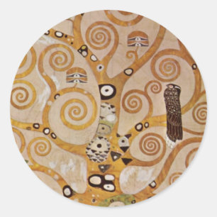 Boom van het leven van Gustav Klimt, gestileerde A Ronde Sticker