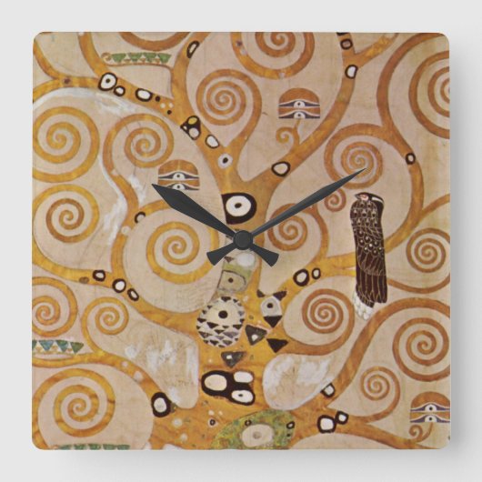 Boom van het leven van Gustav Klimt, gestileerde A Vierkante Klok (Voorkant)