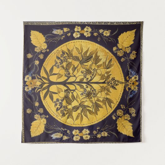 Boom van het leven van kedoki zwarte goudbruidery  wandkleed (Voorkant (horizontaal))