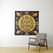 Boom van het leven van kedoki zwarte goudbruidery wandkleed (In situ)