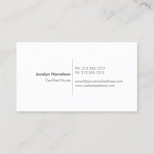 Boom van het Leven Verpleegkundige, Zorgverlener V Visitekaartje (Achterkant)