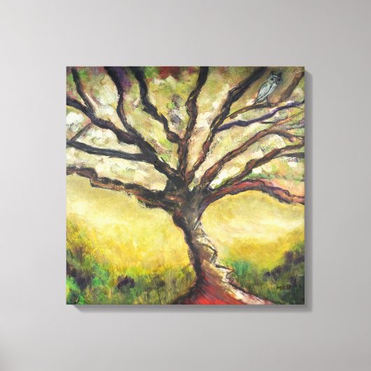 Boom van het Leven Vogelschilderij Unieke Plattela Canvas Afdruk (Voorkant)