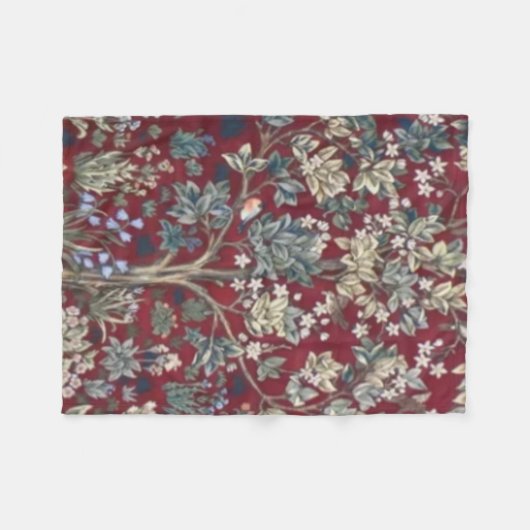 Boom van het leven William Morris Red Fleece Deken (Voorkant (Horizontaal))