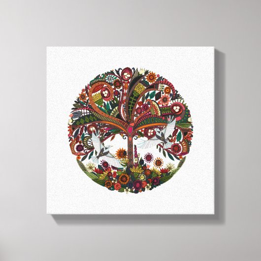 boom van het leven wit canvas afdruk (Voorkant)