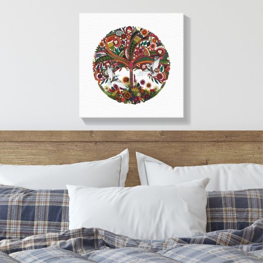 boom van het leven wit canvas afdruk (Insitu (Slaapkamer))