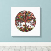 boom van het leven wit canvas afdruk (Insitu (Houten vloer))