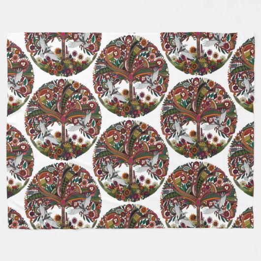 boom van het leven wit fleece deken (Voorkant (Horizontaal))