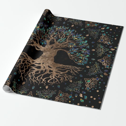 Boom van het leven - Yggdrasil Golden en marmer Cadeaupapier (Uitgerold)