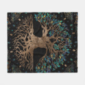 Boom van het leven - Yggdrasil Golden en marmer Fleece Deken (Voorkant (Horizontaal))