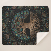 Boom van het leven - Yggdrasil Golden en marmer Sherpa Deken (Voorkant (horizontaal))