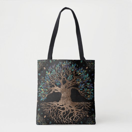 Boom van het leven - Yggdrasil Golden en marmer Tote Bag (Voorkant)