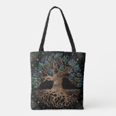 Boom van het leven - Yggdrasil Golden en marmer Tote Bag (Achterkant)