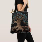 Boom van het leven - Yggdrasil Golden en marmer Tote Bag (Dichtbij)