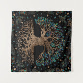 Boom van het leven - Yggdrasil Golden en marmer Wandkleed (Voorkant (horizontaal))