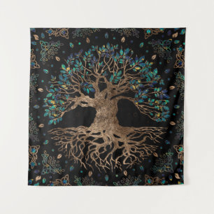 Boom van het leven - Yggdrasil Golden en marmer Wandkleed