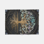 Boom van het leven - Yggdrasil - Goud en gekleurde Fleece Deken (Voorkant (Horizontaal))