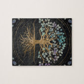 Boom van het leven - Yggdrasil - Goud en gekleurde Legpuzzel (Horizontaal)