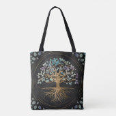 Boom van het leven - Yggdrasil - Goud en gekleurde Tote Bag (Achterkant)