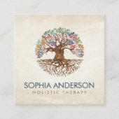 Boom van het leven - Yggdrasil - Kleurrijke blader Vierkante Visitekaartje (Voorkant)