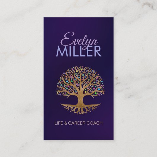 Boom van het leven - Yggdrasil - Kleurrijke stippe Visitekaartje (Voorkant)