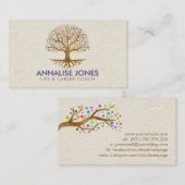 Boom van het leven - Yggdrasil - Kleurrijke stippe Visitekaartje (Voorkant / Achterkant)