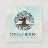 Boom van het leven - Yggdrasil - Marble Leaves Vierkante Visitekaartje (Voorkant)