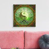 Boom van het Leven Yin Yang Groen Hart Canvas Afdruk (Insitu (Woonkamer))