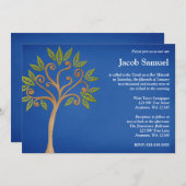 Boom van het leven zwemt Blauwe Bar Mitzvah-uitvin Kaart (Voorkant / Achterkant)