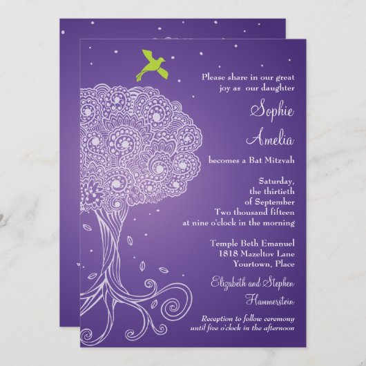  boom van het Paarse Leven Kaart (Voorkant / Achterkant)