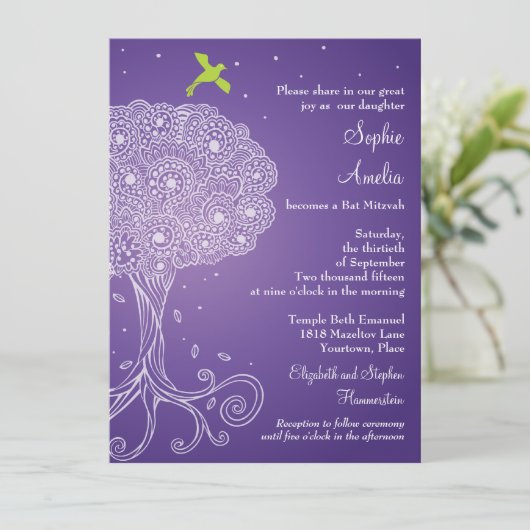  boom van het Paarse Leven Kaart (Staand voorkant)